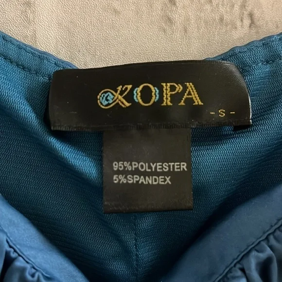 Kopa women’s frilly blue shoulder strap dress size small, frilly hem at base - Picture 2 of 4